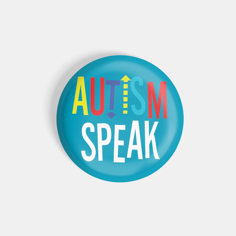dhcrafts Round Fridge Magnet Blue Color Autism Speak Glossy Finish Design Pack of 1 (75 mm)
